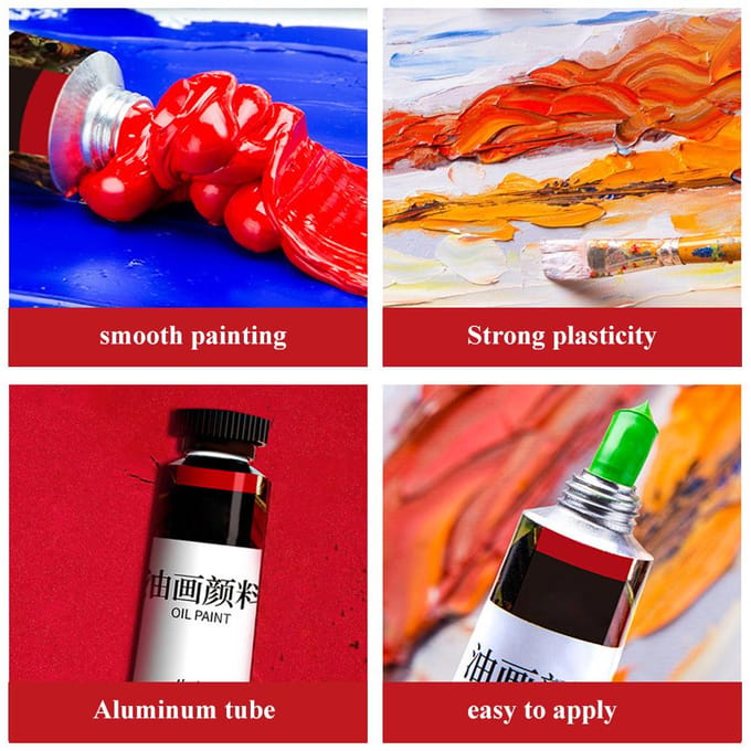 12-Kleur 20ml Olieverf Verftube Set Kunst Teken Pigment Kit voor Beginners black