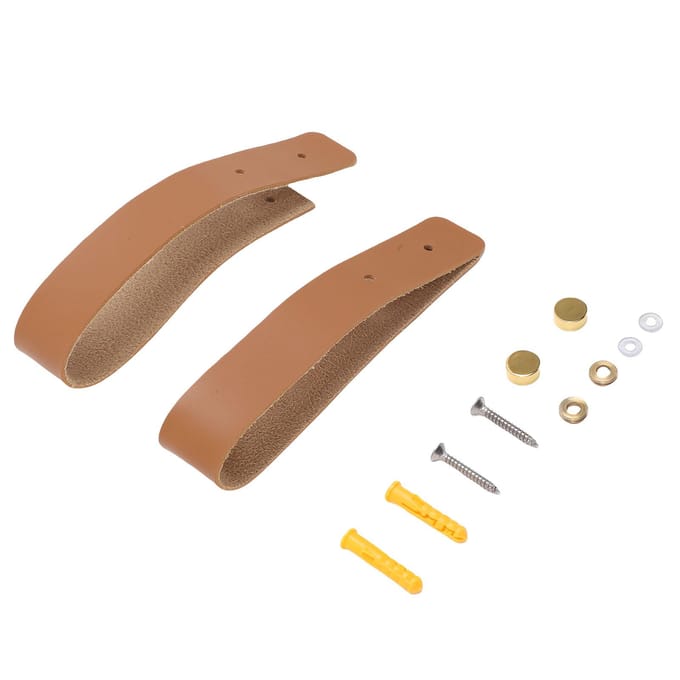 2 STUKS PU Leer Gordijnroedehouder Boho Wandhanger Gordijnroedebeugel Gemonteerde Riemen met Schroeven voor Badkamer Keuken brown