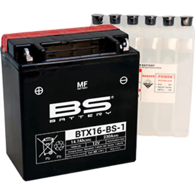 Fabrieksgeactiveerde motorfietsaccu BS Battery BTX16