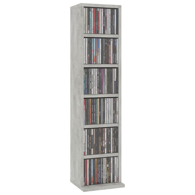 vidaXL - Cd-kast - 21x20x88 - cm - bewerkt - hout - betongrijs
