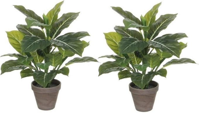 Mica Decorations Kunstplant - 4x stuks - philodendron - groen - 49 cm - kunstplanten/nepplanten