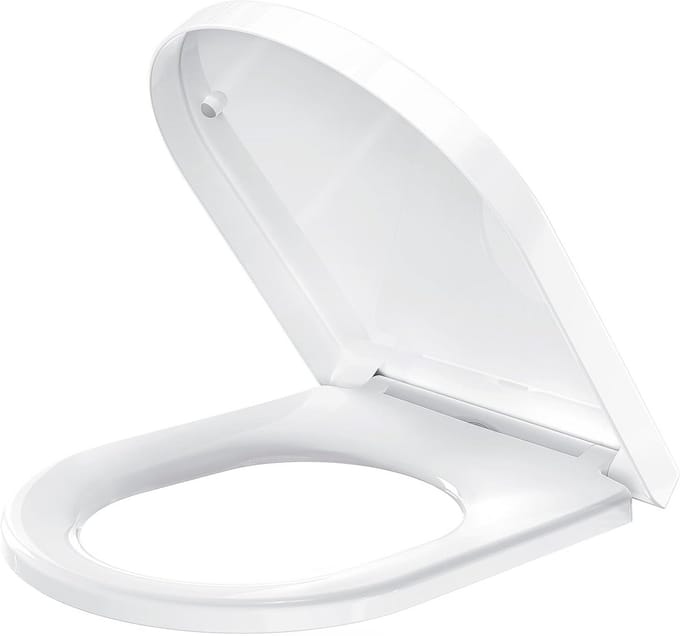 Witte D-vormige WC-bril met Softclose Mechanisme en Quick Release
