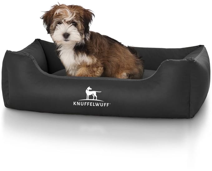 Knuffelwuff kunstleer hondenbed Sidney Zwart S 70 x 50cm