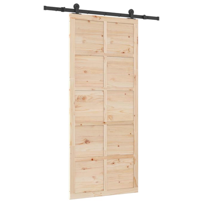 vidaXL - Schuifdeur - 80 - x - 208 - cm - Massief - grenenhout - Naturel