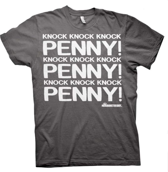 The Big Bang Theory Heren Tshirt -S- Penny Knock Knock Knock Grijs