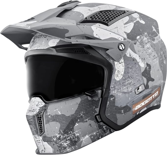 Bogotto Radic Camo 22.06 Mat Wit Motorhelm - Helm