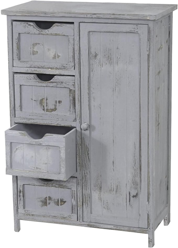 Ladekast MCW-D12, ladekast, shabby-look vintage 82x55x30cm ~ grijs