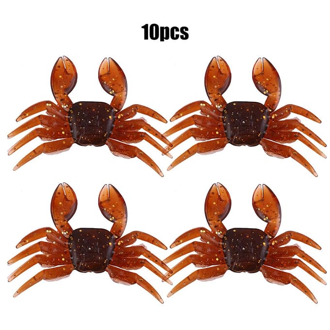 10 stuks Kunstmatige Plastic Zachte Krab Aas 3D Simulatie Zoetwatervissen Aas (Bruin) brown