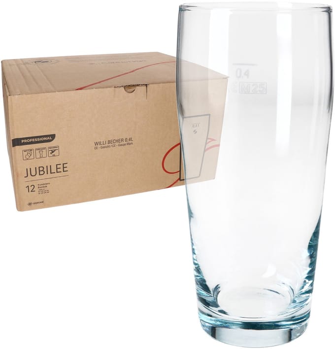 12-delige set bierglazen WILLIBECHER 0,4L geijkt van glas – 42177