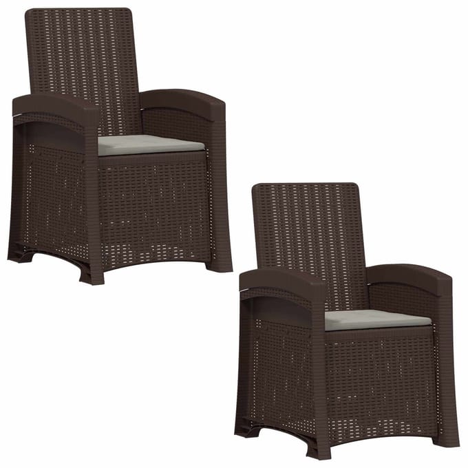 vidaXL - Ligstoel - Rieten - Look - 2 - st - Bruin - en - lichtgrijs - PP