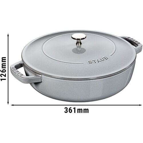 STAUB BRAISERS - Sauteerpan met Chistera Drop Structure - 280mm - Gietijzer - Grafietgrijs