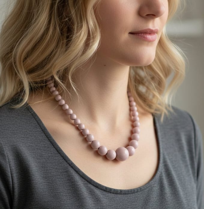 Ketting - lila - kralen - stainless steel