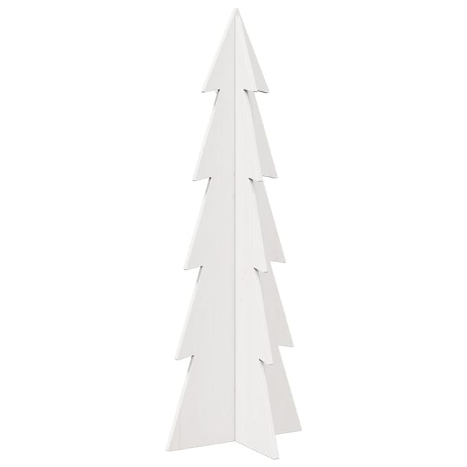 vidaXL - Kerstdecoratie - kerstboom - 112 - cm - massief - grenenhout - wit