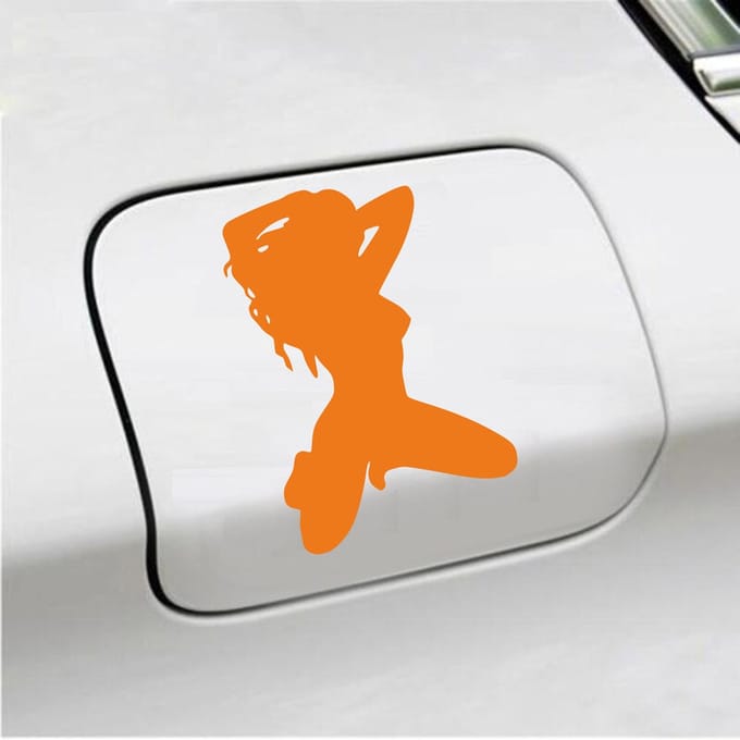 Bumpersticker - Dame - 14 X 10 - Oranje