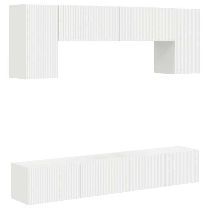 vidaXL - Tv-meubelset - 4 - st - Wit - Bewerkt - hout