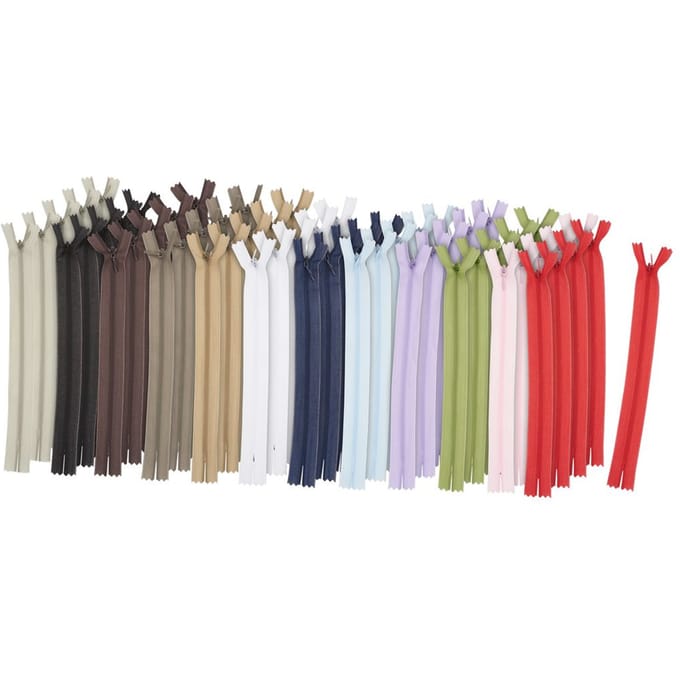 VBS Ritssluitingen "Kleuren mix", 20 cm, 60 stuks