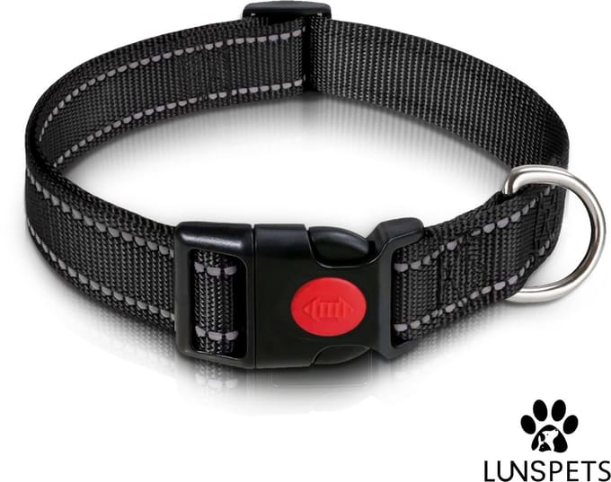 Lunspets - Hondenhalsband - Reflecterend - Zwart - Oersterk - Maat S