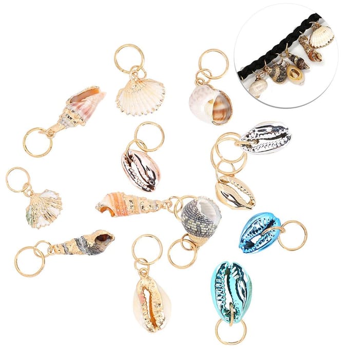 Haarvlechtringen Dreadlocks Ring Schelp Haarring DIY Haardecoratie Accessoires beige