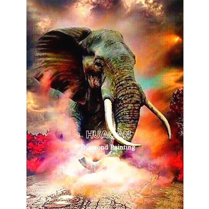 5D diamant schilderij volledige boor dier diamant borduurwerk olifant decoraties 20X30CM black