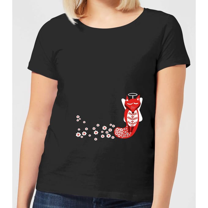 Flower Fox Women's T-Shirt - Black - 3XL