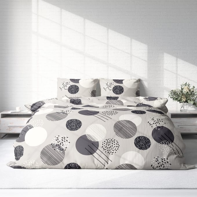 Dekbedovertrek 100% Katoen Premium - 240 x 260 cm - Extra breed - Bollen Beige