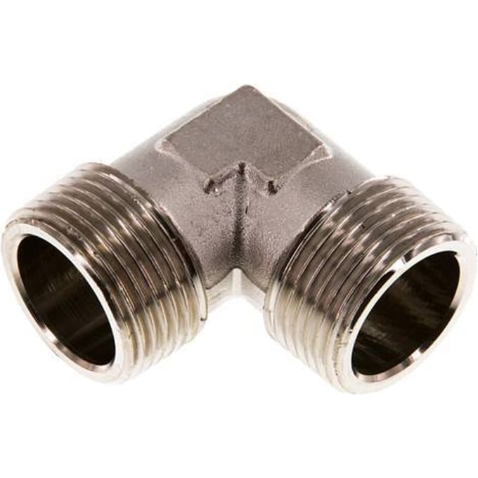 R 1'' Buitendraad Vernikkeld Messing L-Fitting 90graden 16 Bar - FL2E-M-BN-100R