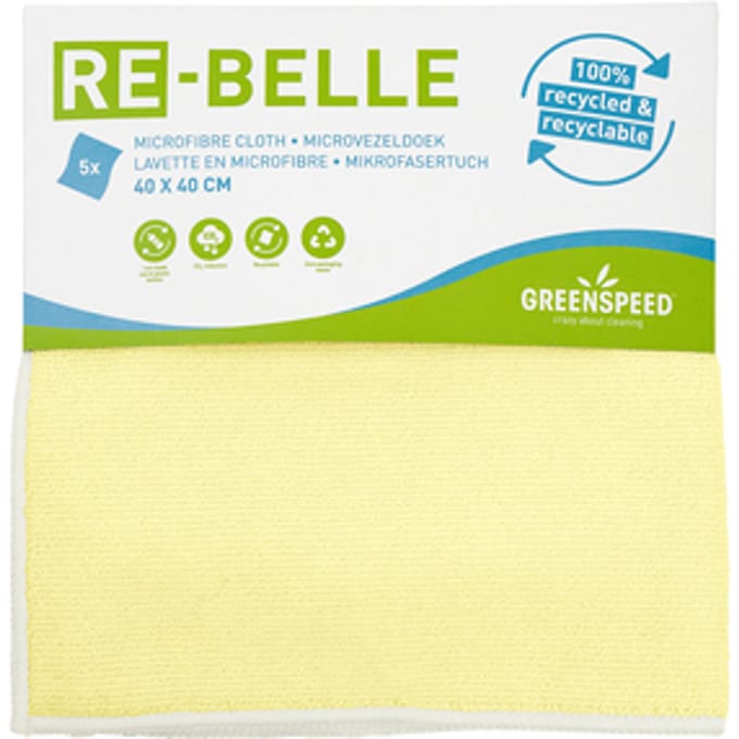 Re-belle Geel - Microvezeldoek van gerecycled PET - 5 per pack