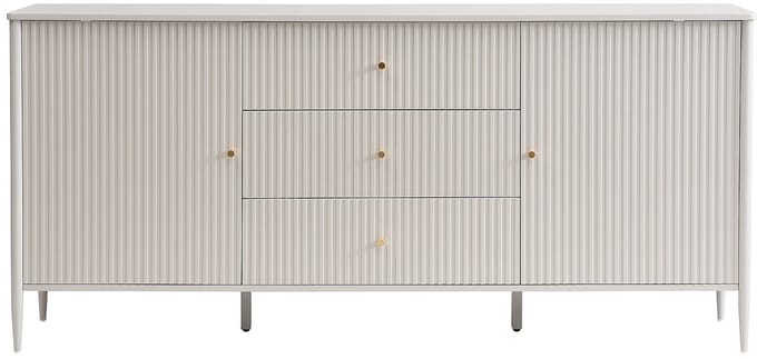 Vente-unique Dressoir 2 deuren en 3 lades in MDF - Beige en goud - CALITARO