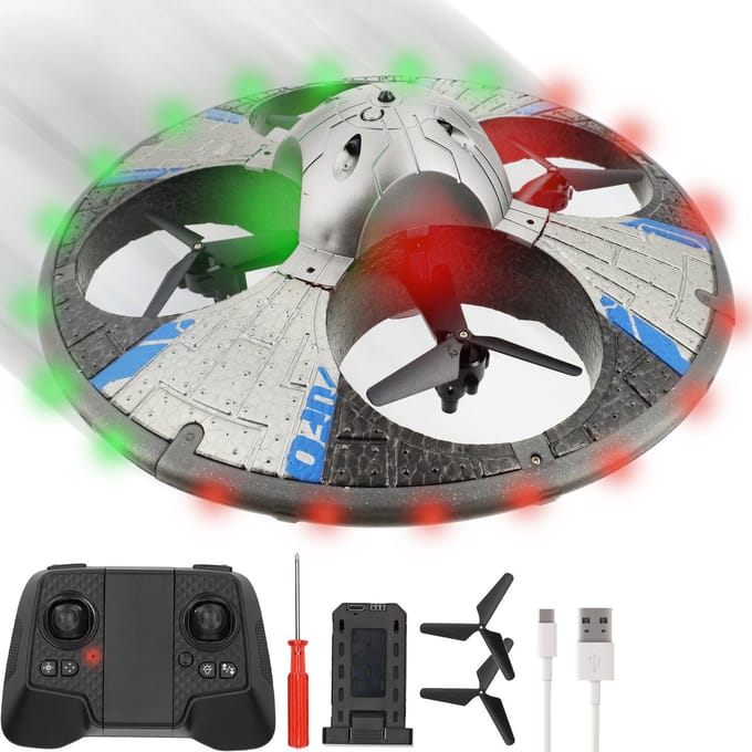 Silvergear RC Speelgoed Drone UFO - Drone voor Kinderen - Speelgoed UFO - RC Drone - Grijs