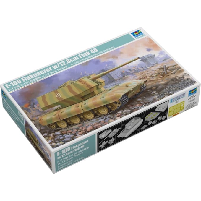 Trumpeter Modelbouwpakket Militaire voertuigen - 09585 E-100 Flakpanzer w/12.8cm Flak 40 Plastic - 1:35 - Modelbouw