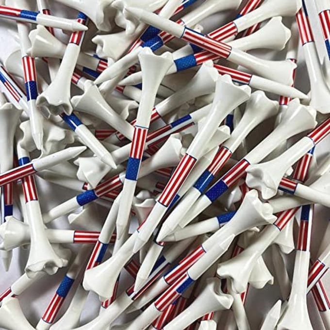 Golf Tees - 100 Stuks - 3 1/4 Inch - Amerikaanse Vlag - Wit