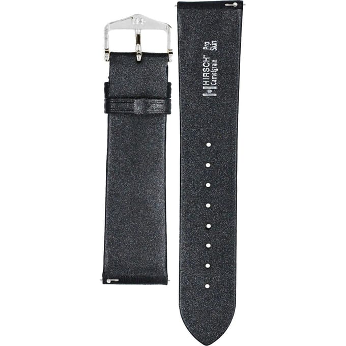 Hirsh Horlogeband -  Camelgrain Zwart - Leer - 22mm