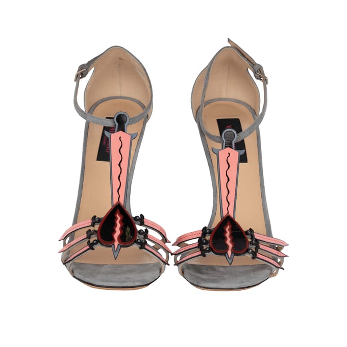Valentino Love Blade T-band Sandalen In Grijs Suède - '10s