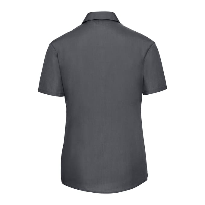 Russell Collection Dames/Dames Poplin Easy-Care Overhemd met Korte Mouwen (Konvooi Grijs)