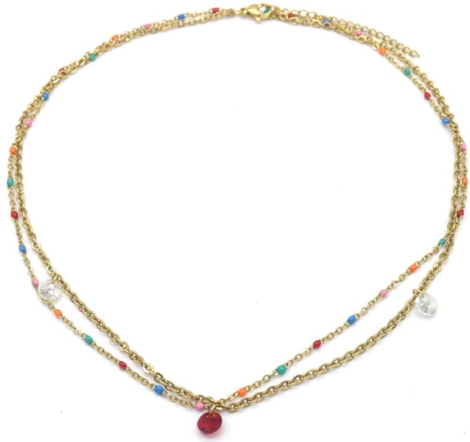 Ketting Gelaagd - RVS - Lengte 39-44 cm - Goudkleurig