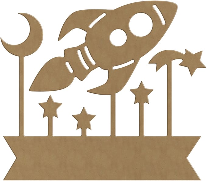 Gomille MDF figuur ruimte banner 29x25 cm - decoratie naambord.