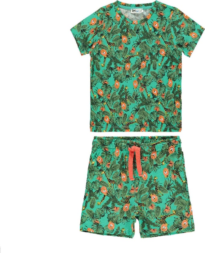 Jungle dieren tweedelige t-shirt & short set jongens