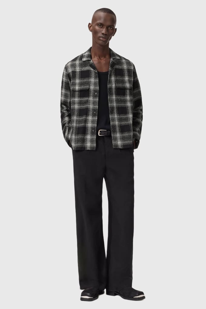 AllSaints Teshio Ls Shirt Black Größe: S | Casual hemden Outlet | Herren | Schwarz
