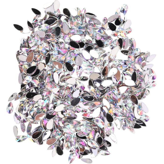 500 Pièces Strass en Forme de Goutte 8x13mm Dos Plat DIY Accessoires de Bijouterie pour Coque de Téléphone Portable gray