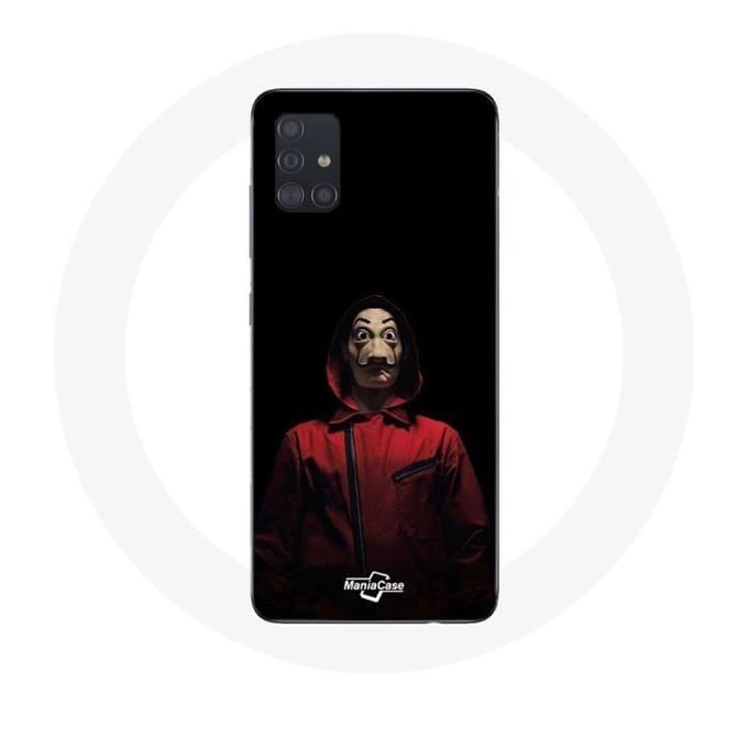 Case voor Samsung galaxy A71 La casa de papel Masker Zwarte Achtergrond