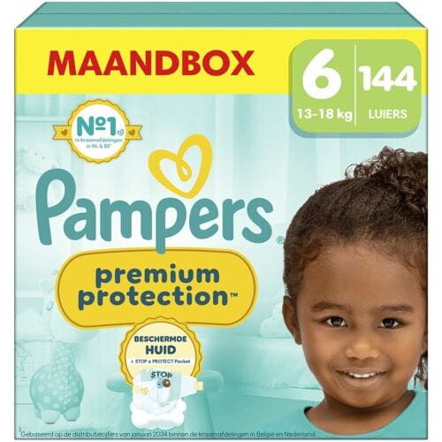 Pampers Premium Protection Luiers Maat 6 – Maandbox 144 Luiers