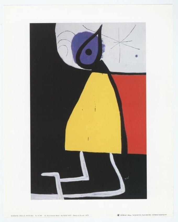 Mini kunstposter - Woman in the Night - Joan Mirò - 24x30 cm