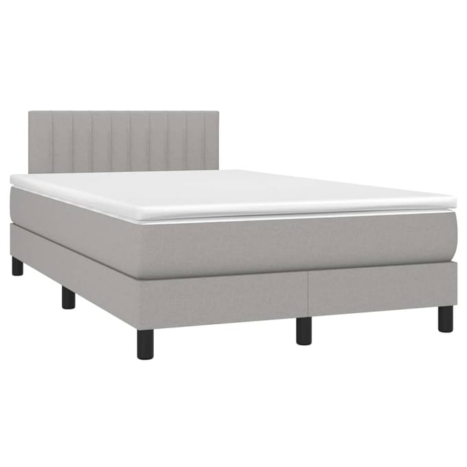 vidaXL - Boxspring - met - matras - en - LED - stof - lichtgrijs - 120x200 - cm