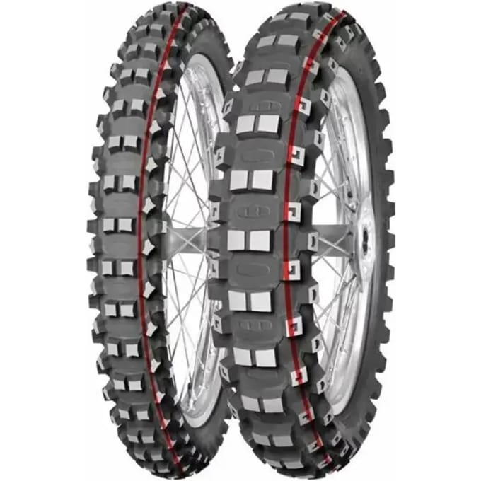 Mitas Terra Force-MX SM ( 90/100-14 TT 49M Achterwiel, Rubbermengsel SOFT Medium, NHS, rot & gelb )
