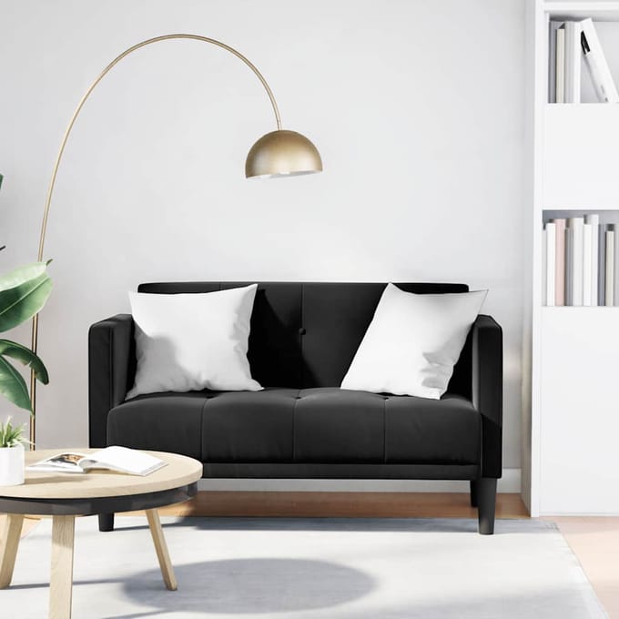 vidaXL - Loveseat - bank - zwart - 111 - cm - fluweel