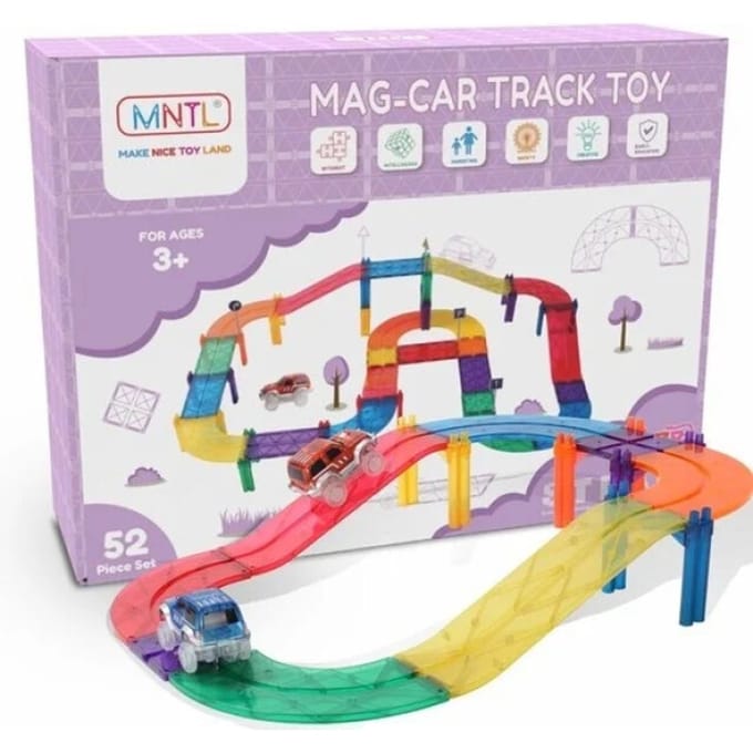 MNTL Magnetische Racebaan - Autobaan & Bouwspeelgoed - 52 Stuks - STEM Speelgoed