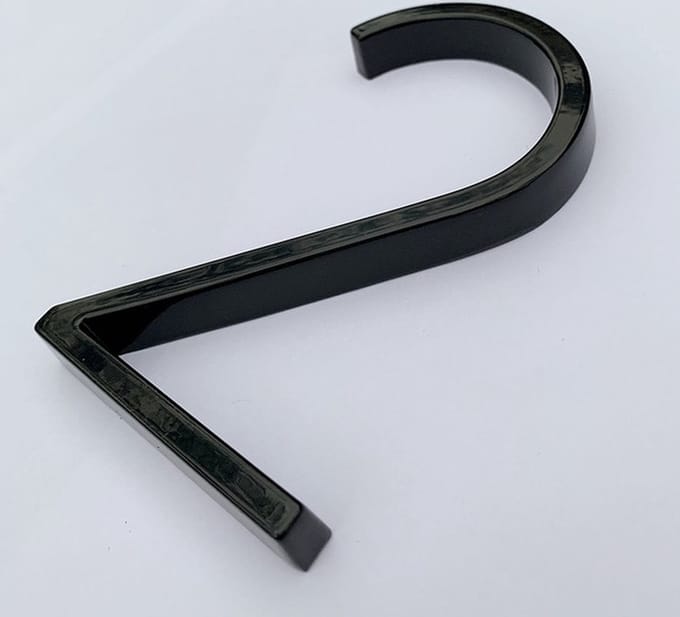 ***Zwart Modern Huisnummer - nr 2 - Zwevend Huisnummer 125mm - van Heble® ***