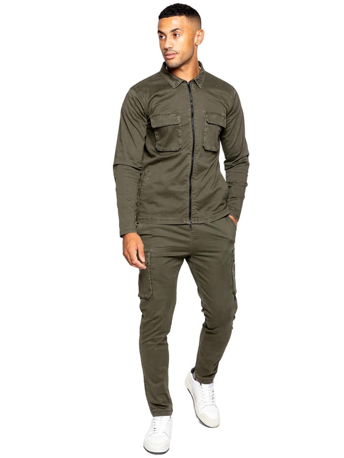Enzo | Heren Cargo Trainingspak Set - Khaki