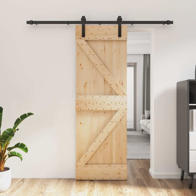 vidaXL - Schuifdeur - 70 - x - 210 - cm - Massief - Pine - Hout - (Onbehandeld)