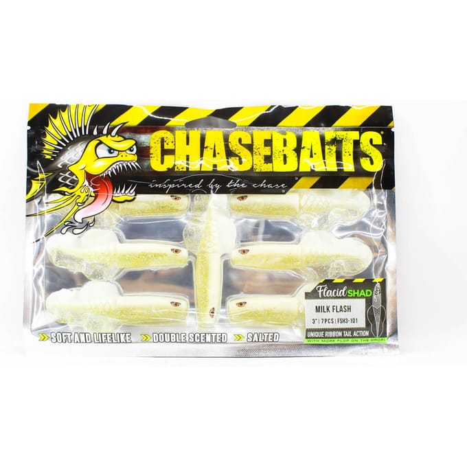Chasebaits Flacid Shad 3inch Zacht Aas 7/Verpakking Melk Flash (4631)